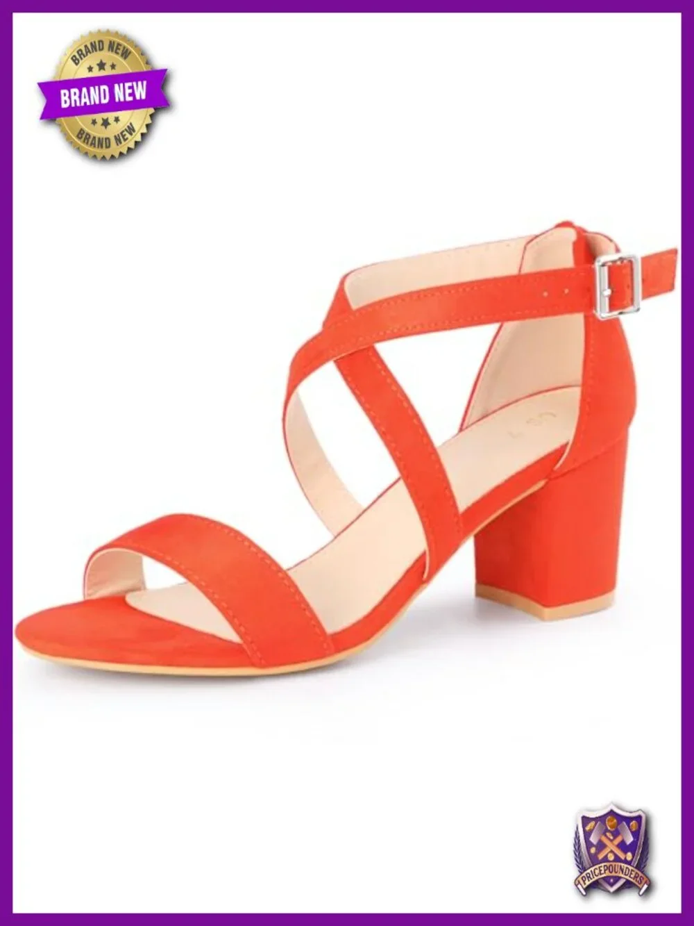 Faux Suede Ankle Strap Open Toe Sandals Mid Block Heel Padded Insole
